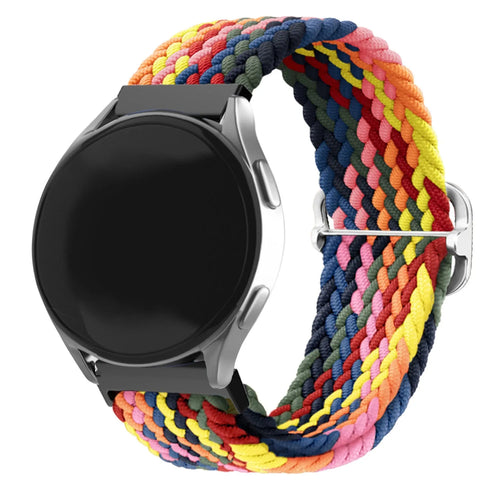 Nylon Adjustable Braided Strap, multicolour, on a watch, 3/4 front view