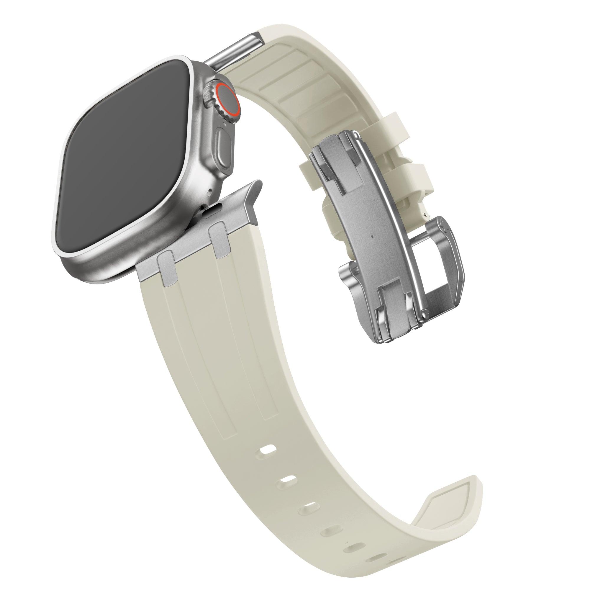Bandz Bracelet silicone 'Luxe Liquid' Apple Watch Ultra (beige avec argent)