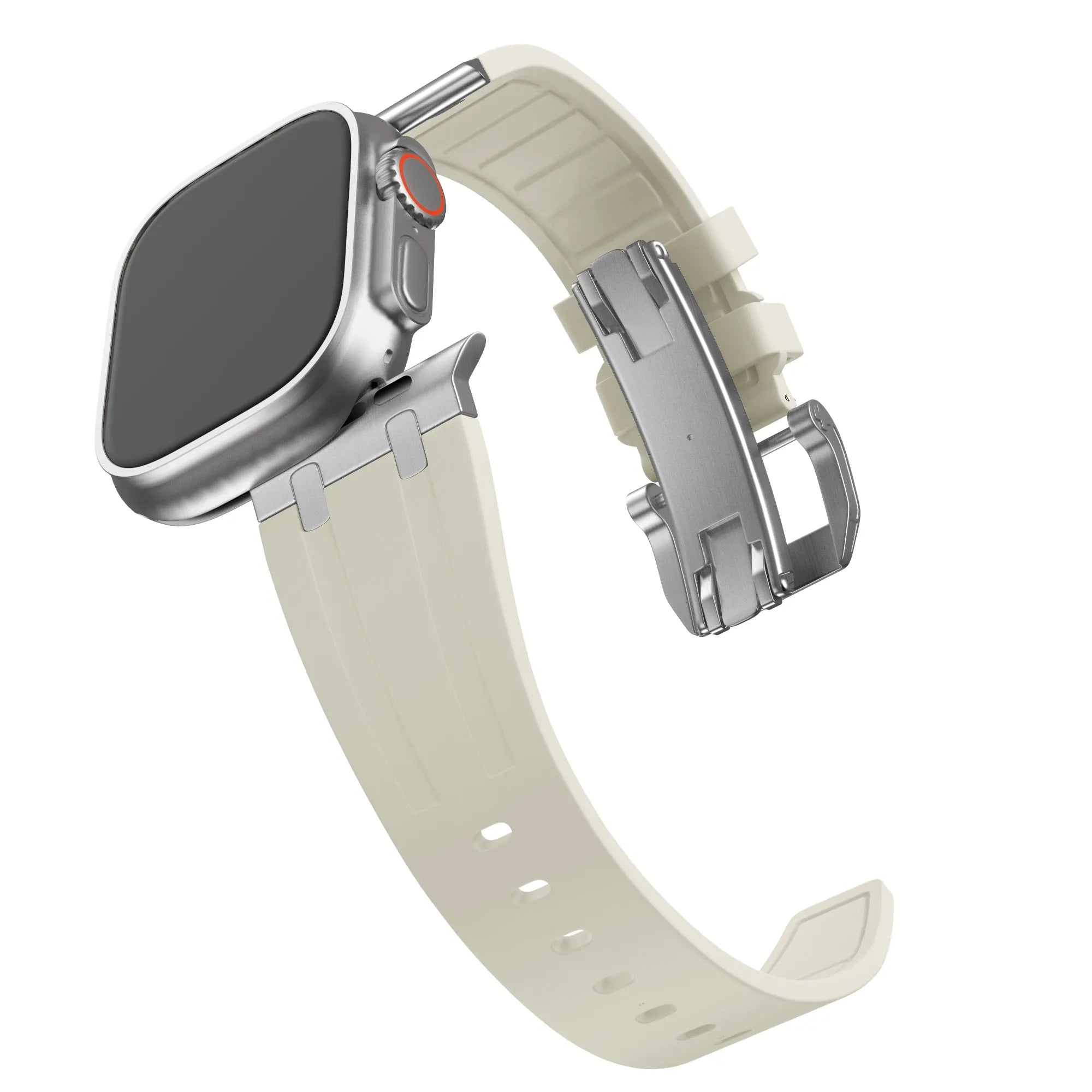 Bandz Bracelet silicone 'Luxe Liquid' Apple Watch (beige/argent)