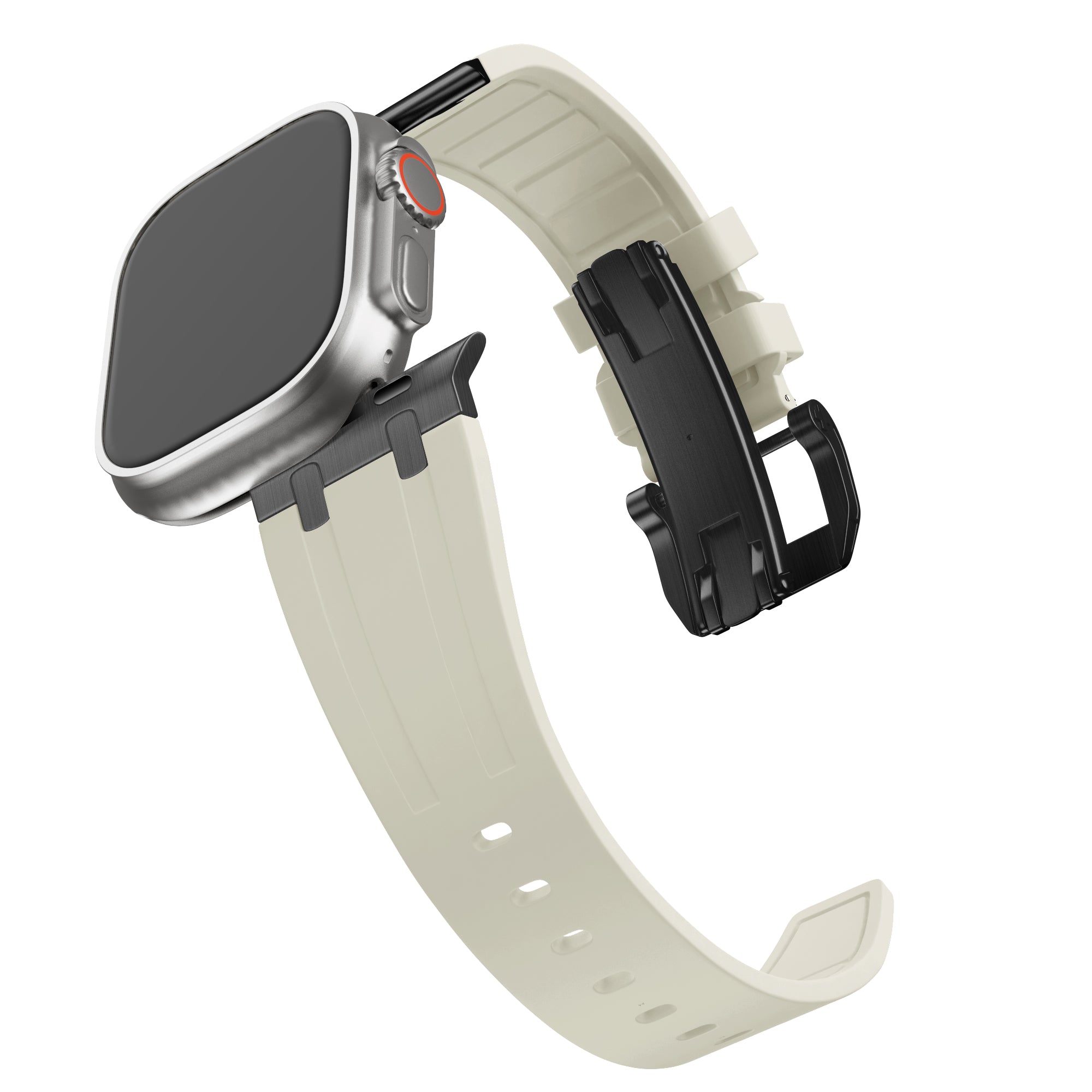 Bandz Bracelet silicone 'Luxe Liquid' Apple Watch Ultra (beige avec noir)