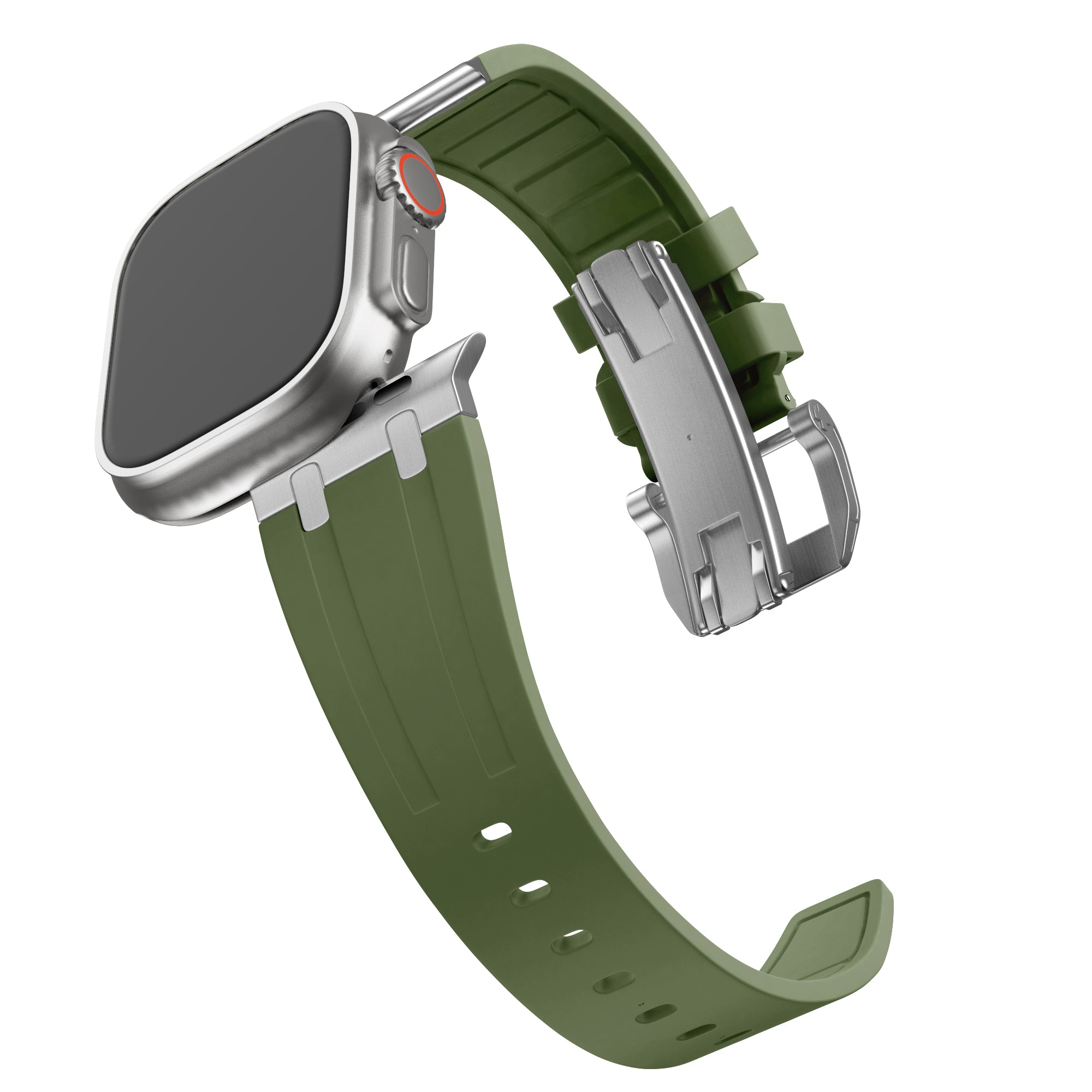 Bandz Bracelet silicone 'Luxe Liquid' Apple Watch Ultra (vert avec argent)