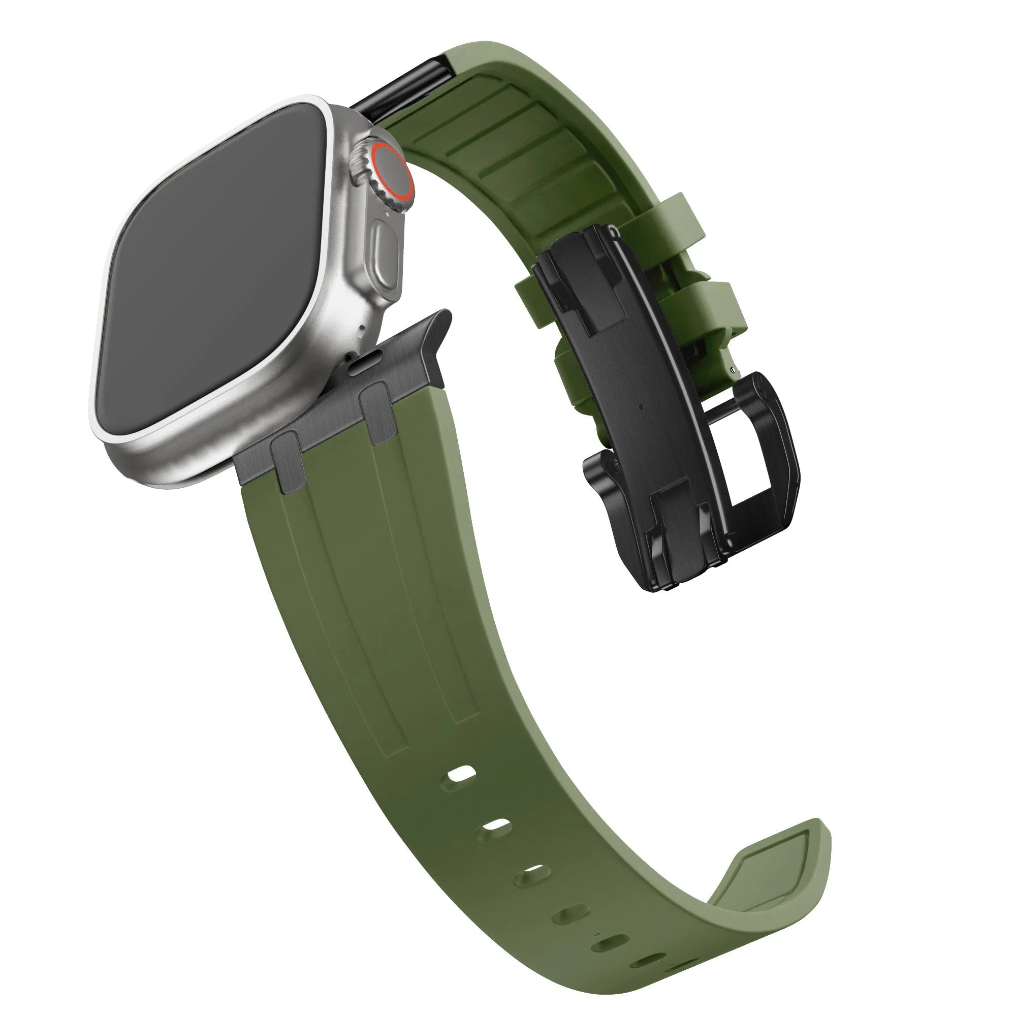 BALR. Bracelet en silicone ultra liquide pour Apple Watch (vert/(noir)