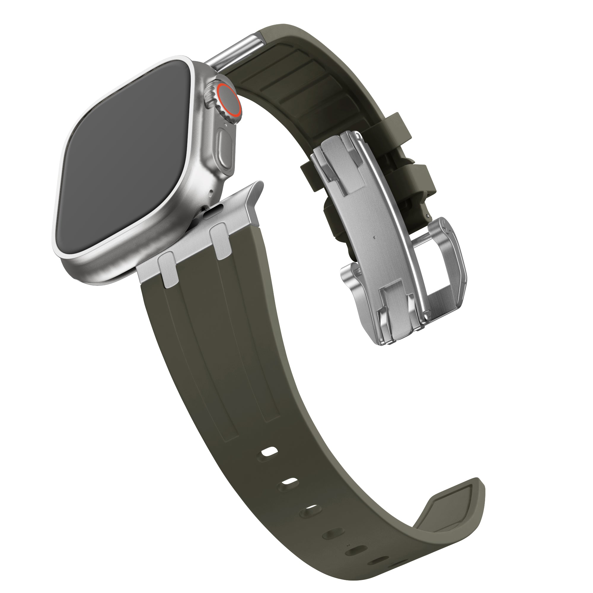 Bandz Bracelet silicone 'Luxe Liquid' Apple Watch Ultra (marron avec argent)