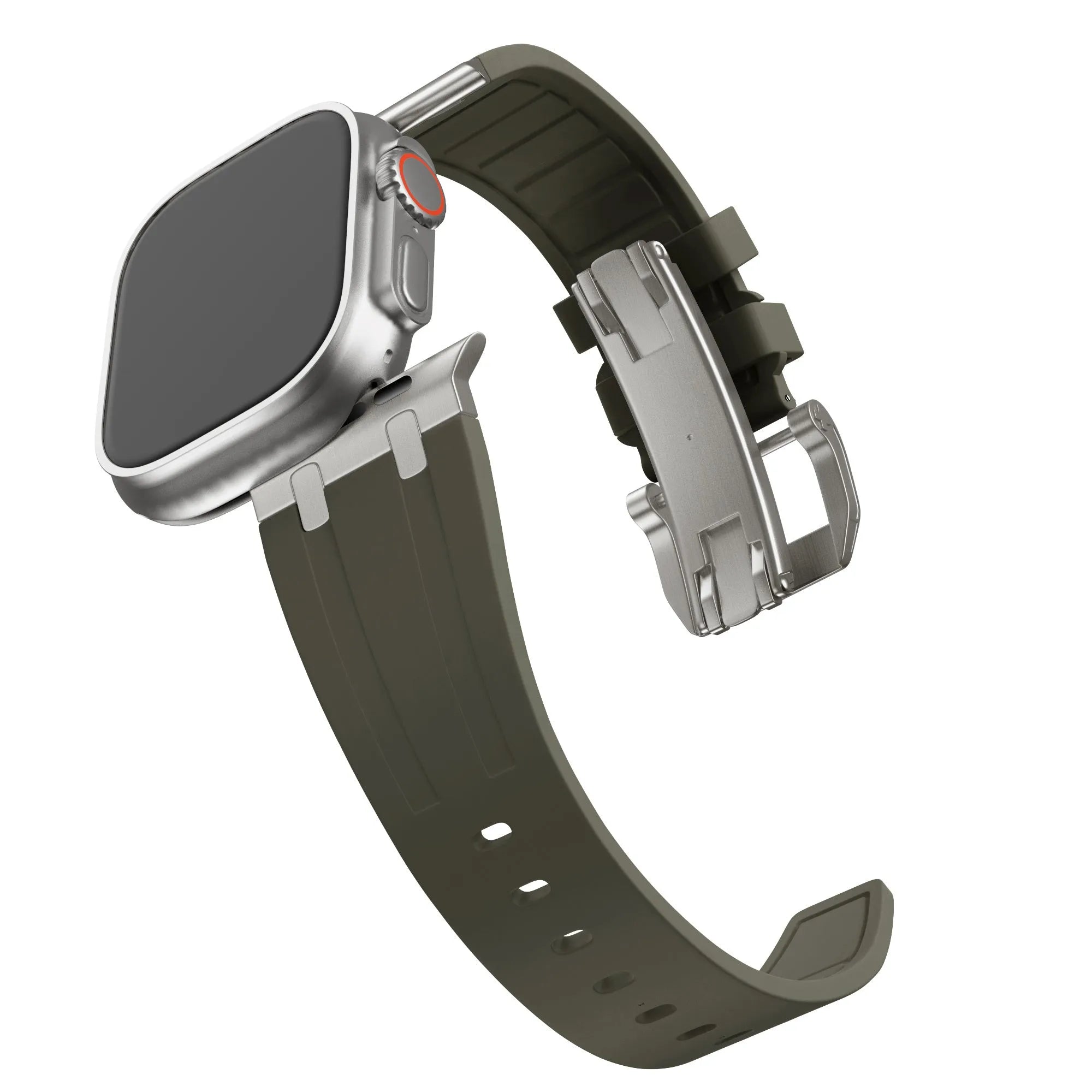 BALR. Bracelet silicone Apple Watch Ultra Liquid (marron/titane)