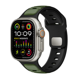 Bracelet silicone outdoor pour Apple Watch (vert armée/noir)