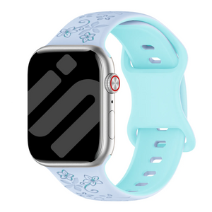 Bracelet silicone à fleurs Apple Watch (bleu clair/bleu glacier)