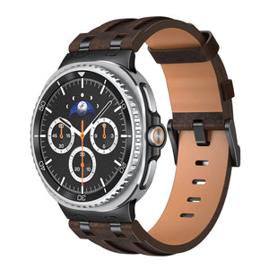 Bracelet cuir solide Samsung Galaxy Watch 8 - 40mm (marron café)
