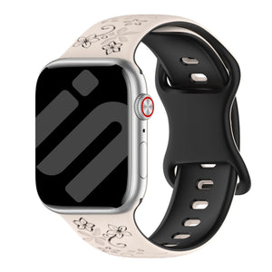 Apple Watch Flower Silicone Strap (Starlight/Black)