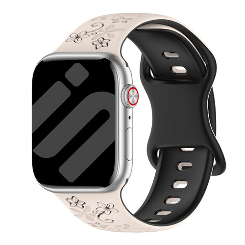 Apple Watch Flower Silicone Strap (Starlight/Black)