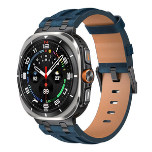 Bracelet cuir solide Samsung Galaxy Watch Ultra 2 (bleu foncé)