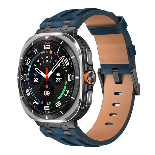 Bracelet cuir solide Samsung Galaxy Watch Ultra 2 (bleu foncé)