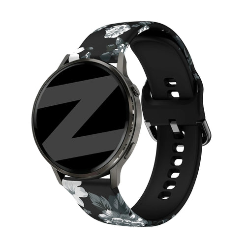 Bandz Bracelet silicone Garmin Forerunner 255s 'Fleurs grises'