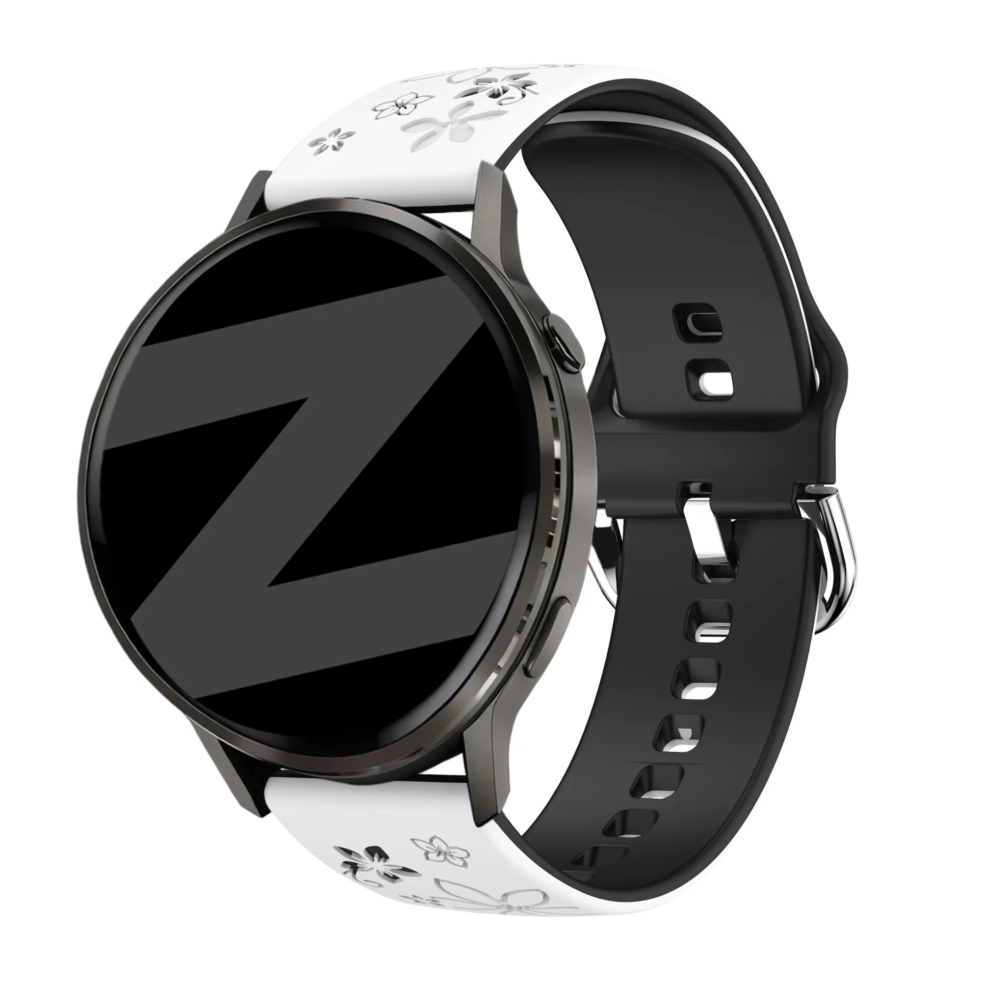 Bandz Bracelet silicone 'Fleurs' Garmin Venu SQ 2 (blanc/noir)
