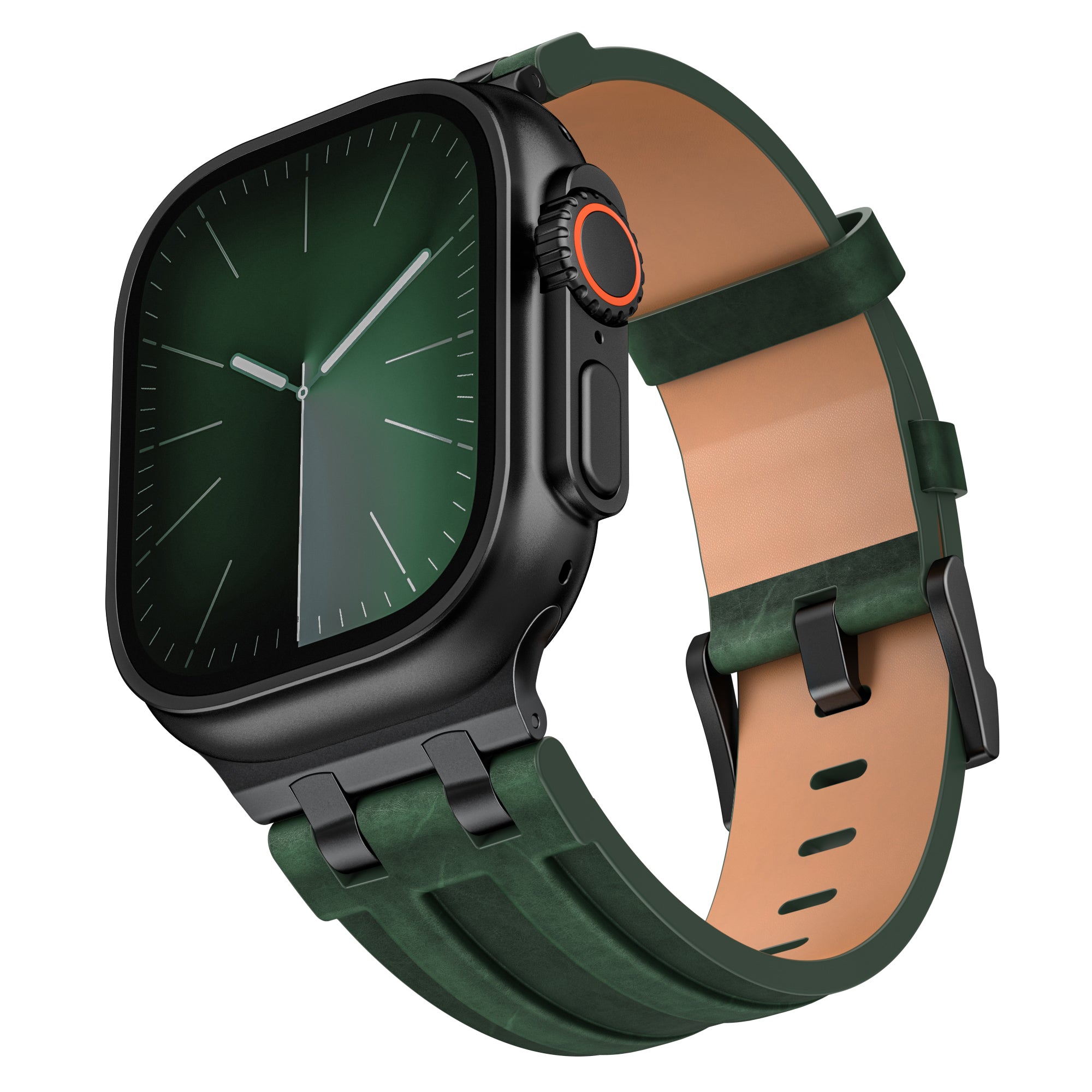 Bracelet cuir solide Apple Watch Ultra (vert foncé)