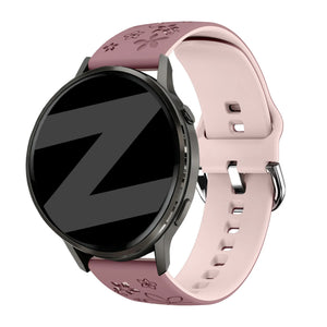 Bandz Bracelet silicone 'Fleurs' Garmin Venu 2s (violet foncé/rose clair)