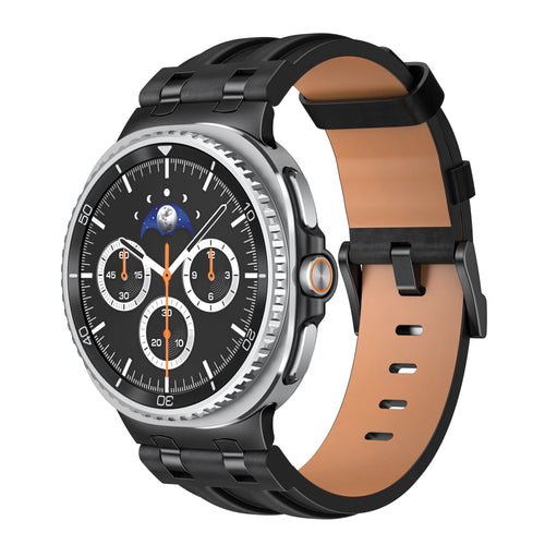 Bracelet cuir solide Samsung Galaxy Watch 8 - 40mm (noir)