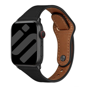 Bracelet cuir avec fermeture à pression Apple Watch (noir)