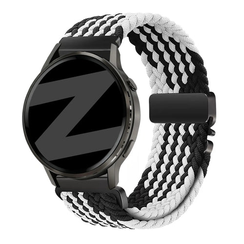 Bandz Bracelet tressé 'Parachute' Garmin Vivoactive 4s (noir/blanc)