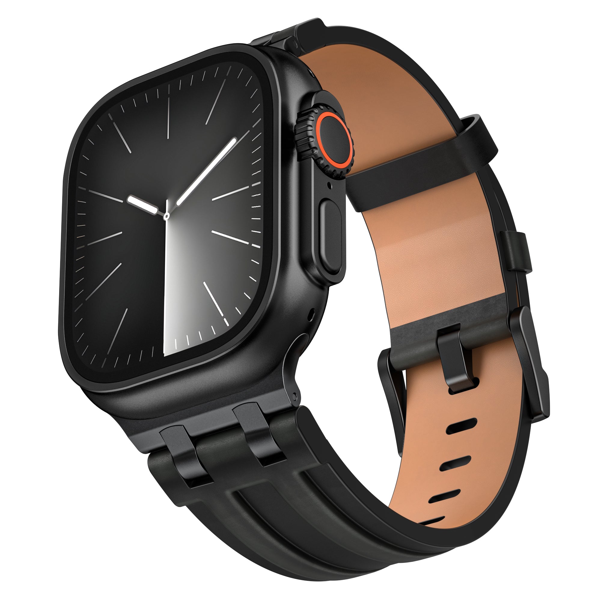 Bracelet cuir solide Apple Watch Ultra (noir)
