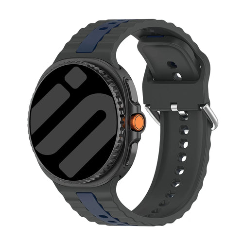 Bracelet sport double Samsung Galaxy Watch 9 - 44mm (gris foncé/bleu)