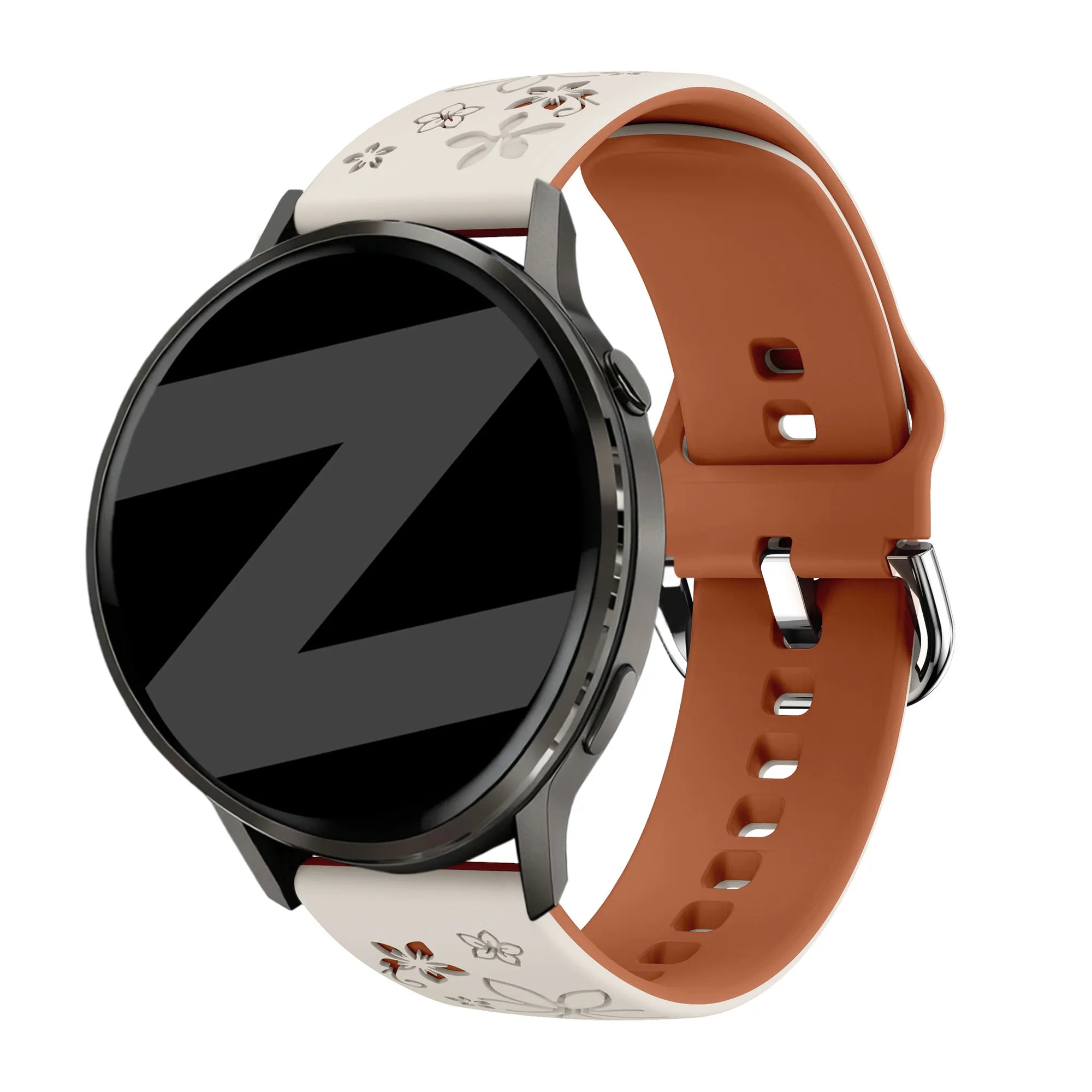 Bandz Bracelet silicone 'Fleurs' Garmin Vivomove 3 (lumière stellaire/marron)