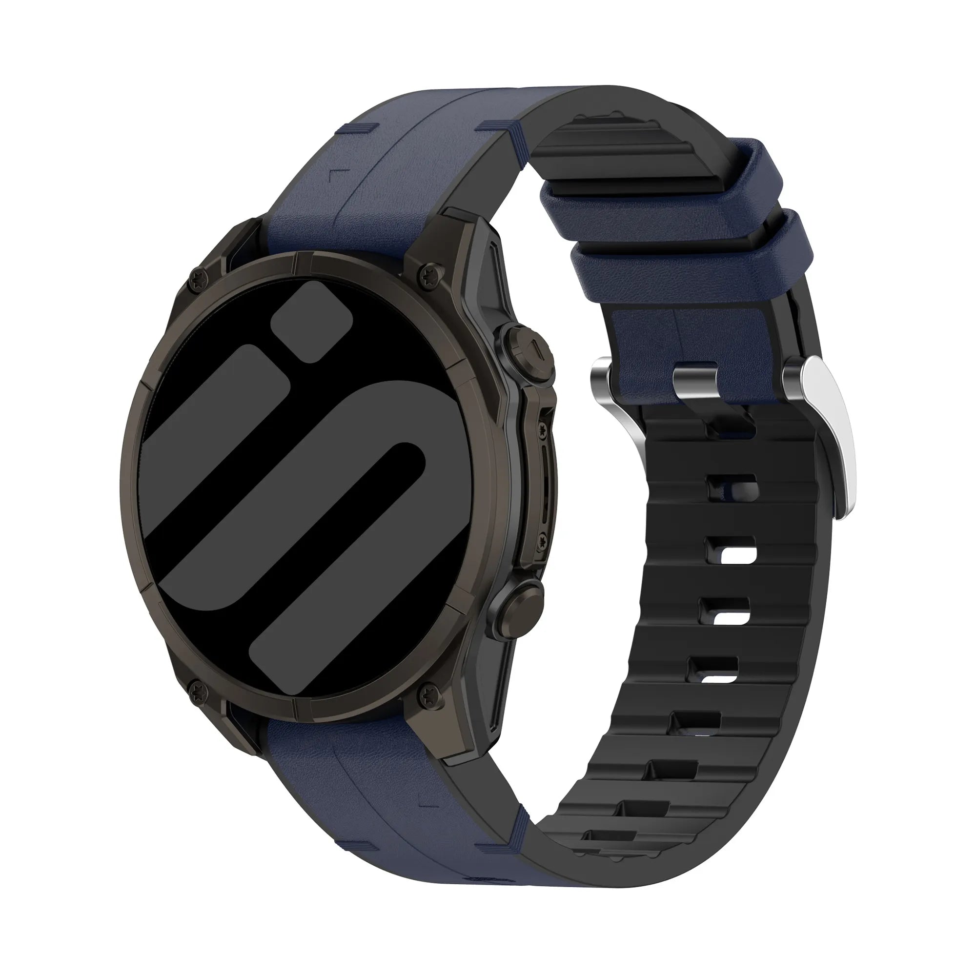Bracelet cuir hybride Garmin Fenix 5x / 6x (bleu)