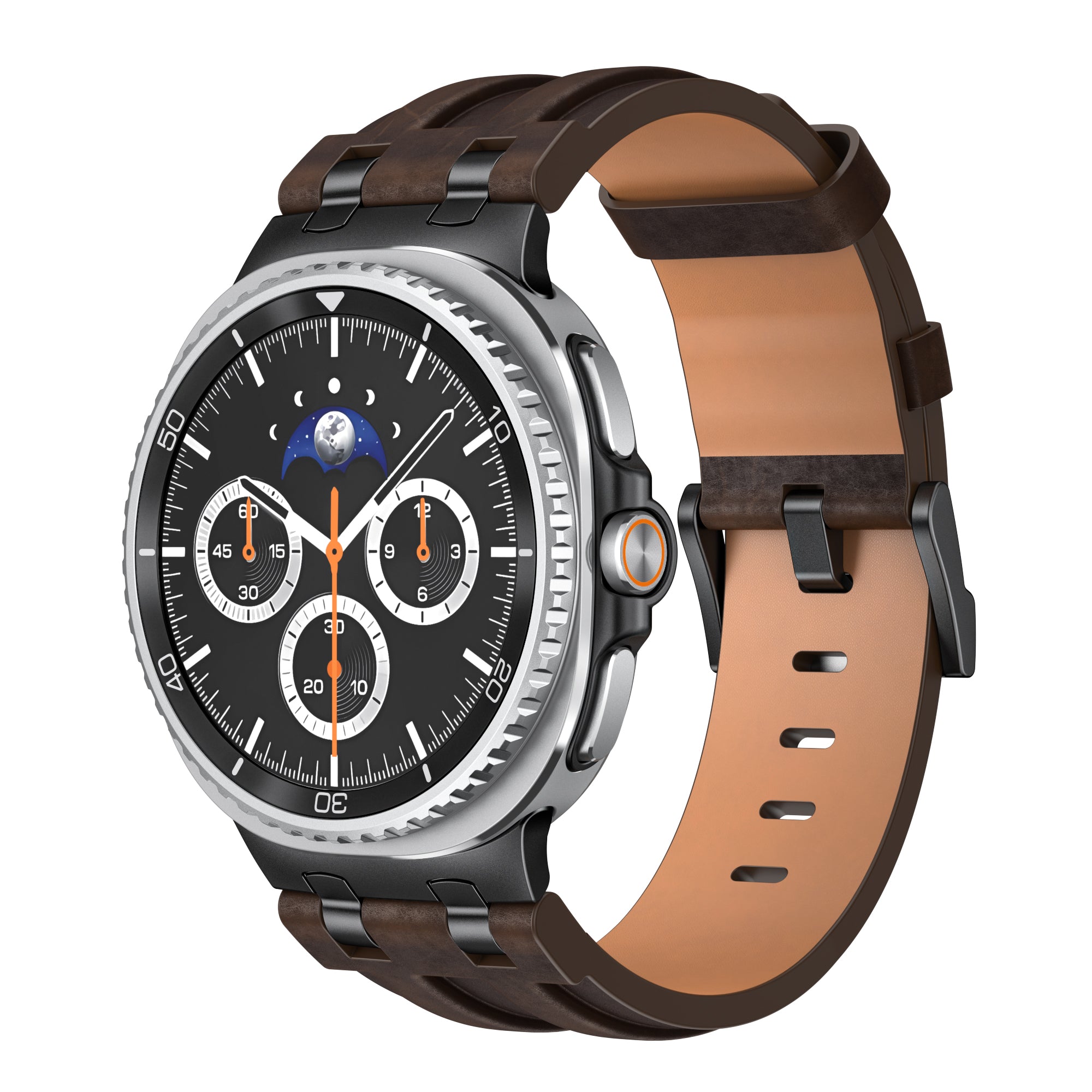 Bracelet cuir solide Samsung Galaxy Watch 8 Classic (marron café)