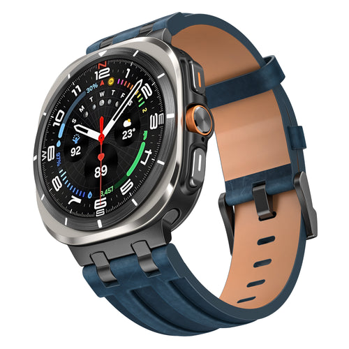 Bracelet cuir solide Samsung Galaxy Watch Ultra 2 (bleu foncé)