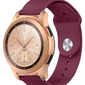 Silicone Sport Strap, burgundy, on a watch, 3/4 front view