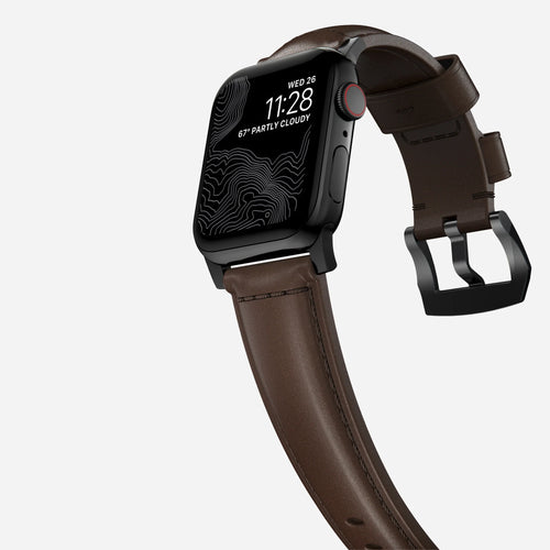 Nomad Bracelet cuir tradicional Apple Watch (marron/noir)