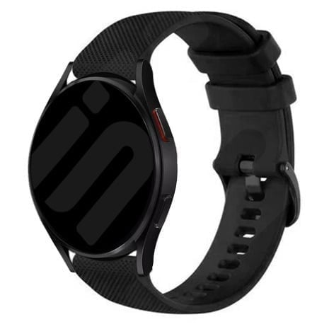 Premium Silicone Strap, black, on a watch, 3/4 front view