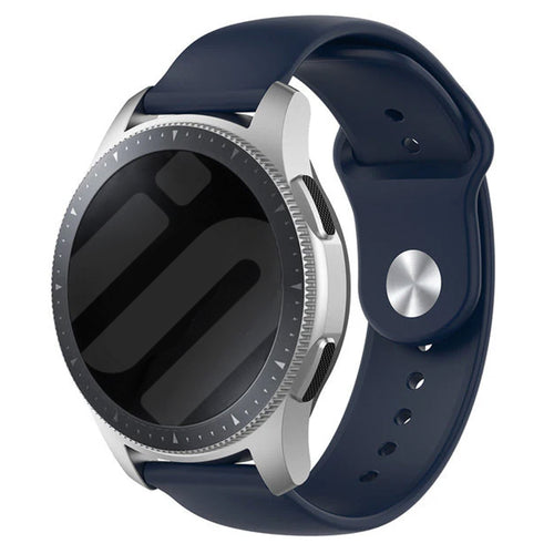 Silicone Sport Strap, dark blue, on a watch, 3/4 front view