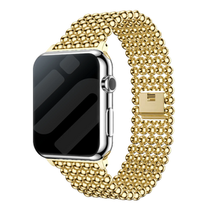 Bracelet perles acier Apple Watch (or)