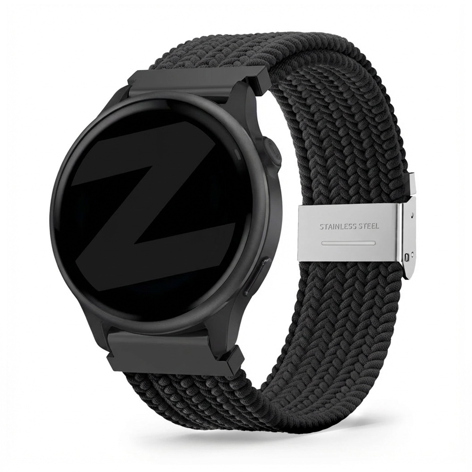 Bandz Bracelet nylon tressé Garmin Vivoactive 6 (noir)