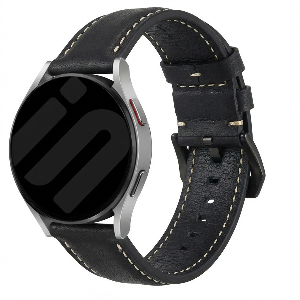 Bracelet cuir authentique universel 24mm (noir)
