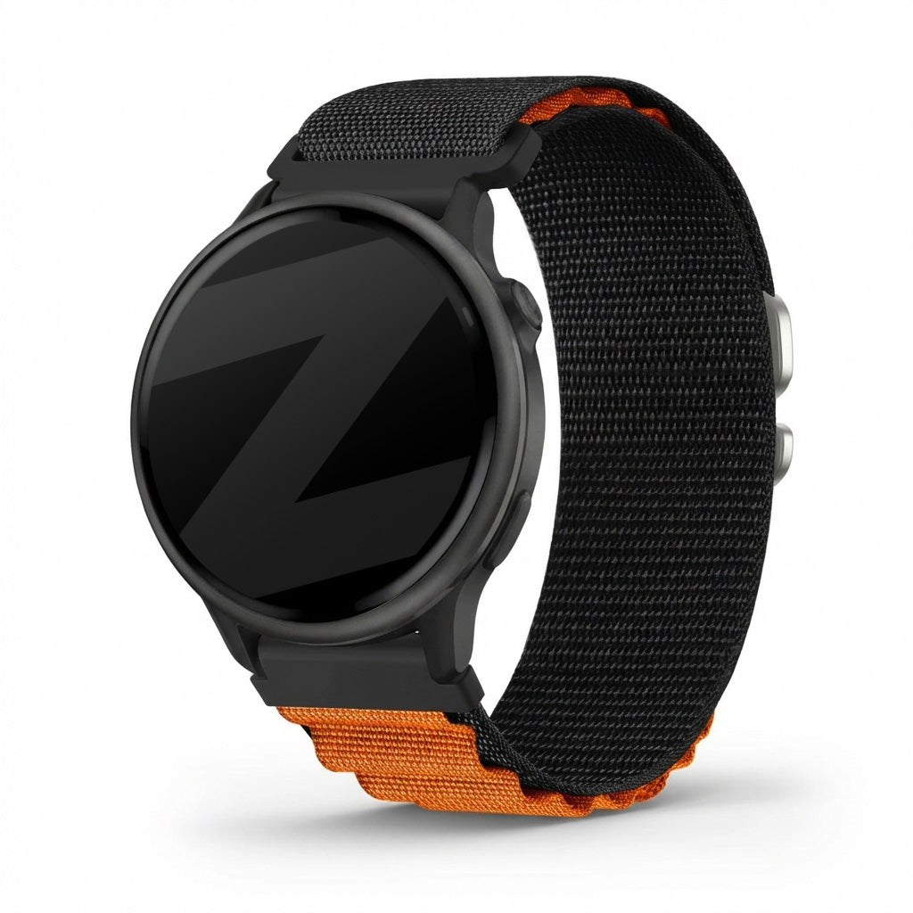 Bandz Bracelet nylon Alpine Garmin Vivoactive 6 (noir/orange)