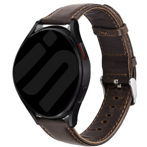 Leather Strap, dark brown, on a watch, 3/4 front view