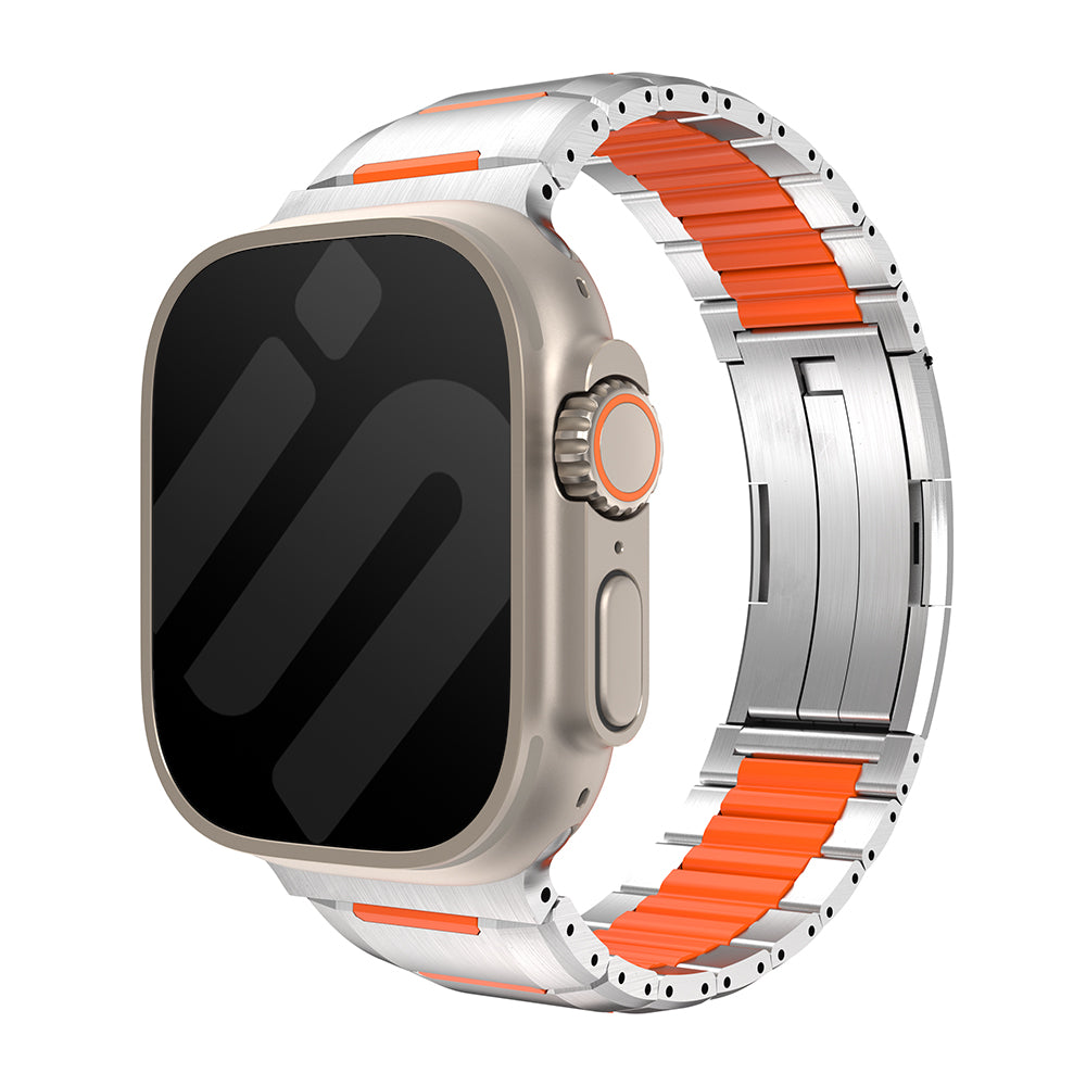Bracelet acier hybride Apple Watch Ultra (titane/orange)