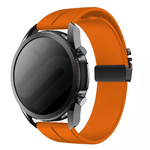 Silicone Strap P-Buckle, orange, on a watch, 3/4 front view