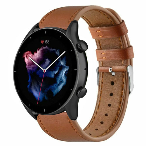 Modern Leather Strap, on a watch, 3/4 front view