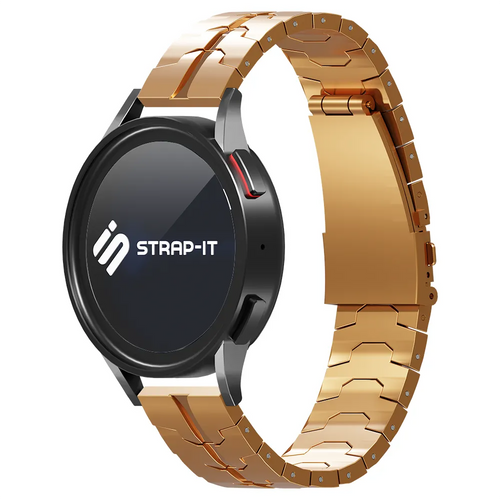Steel Iron Strap, rose gold, on a watch, 3/4 front view