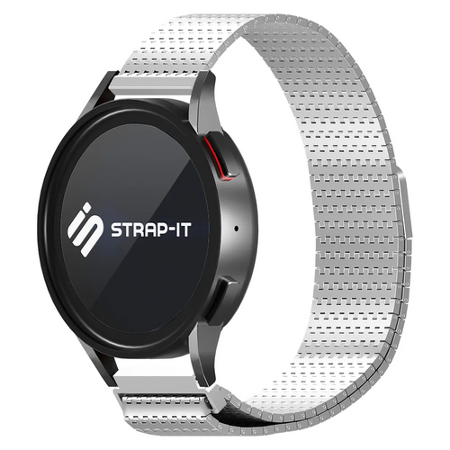 Metal Mesh Strap 'Deluxe', silver, on a watch, 3/4 front view