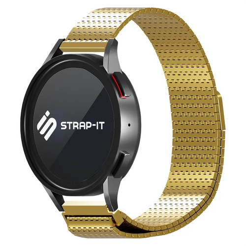 Metal Mesh Strap 'Deluxe', gold, on a watch, 3/4 front view