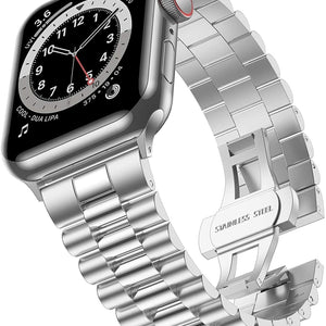 Presidential Steel Strap, silver, on a watch, 3/4 front view