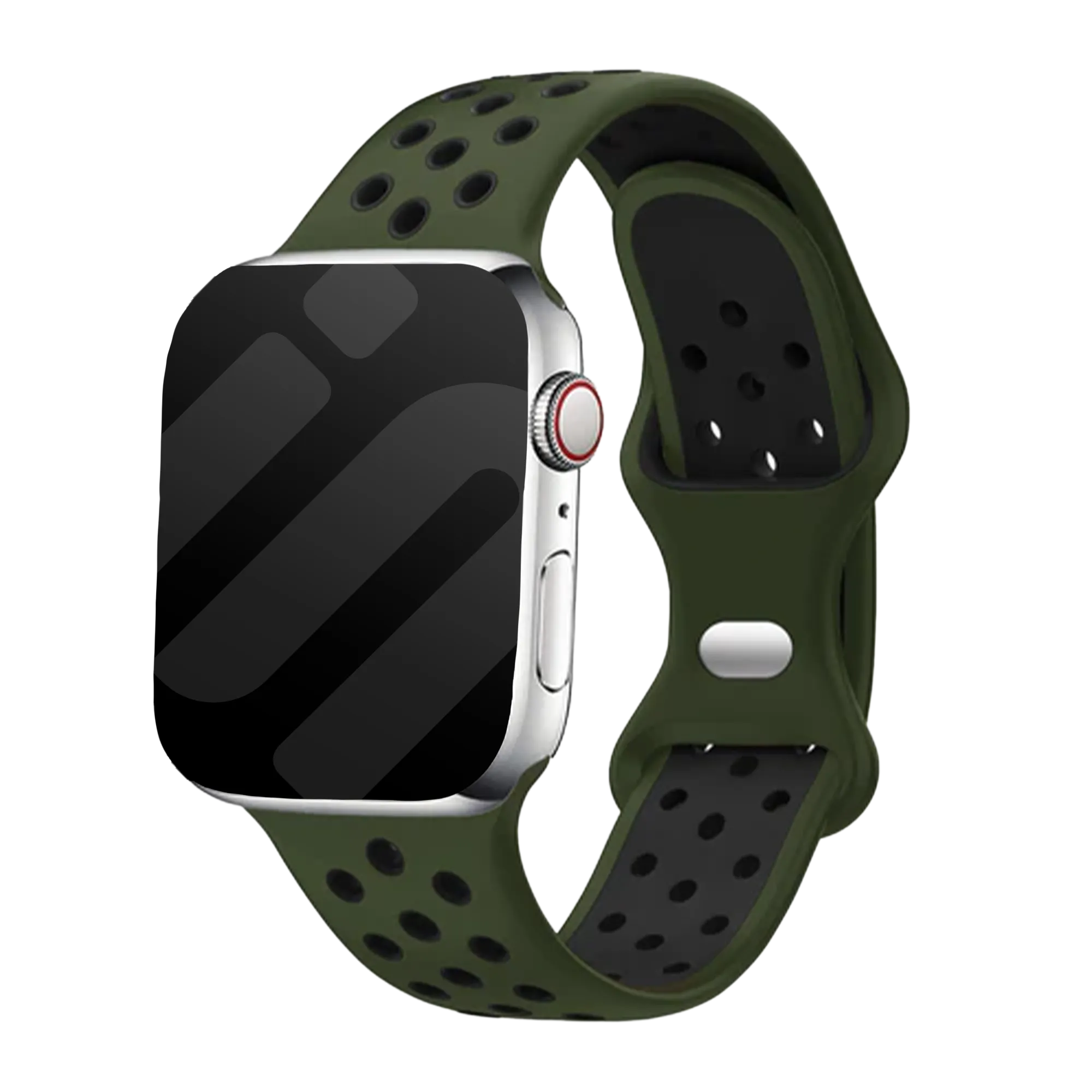 Bracelet Apple Watch sport (vert olive/noir)