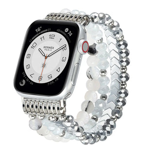Bracelet perlée Apple Watch (argent)
