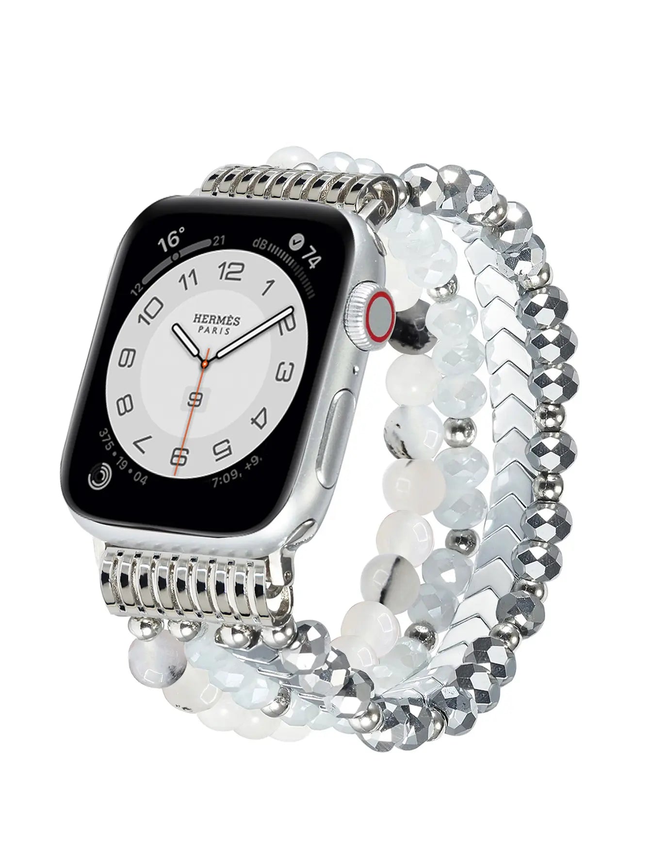 Bracelet perlée Apple Watch (argent)