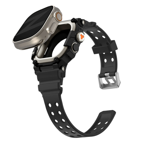 Bandz Apple Watch Ultra TPU Strap with Case (Black with Titanium)