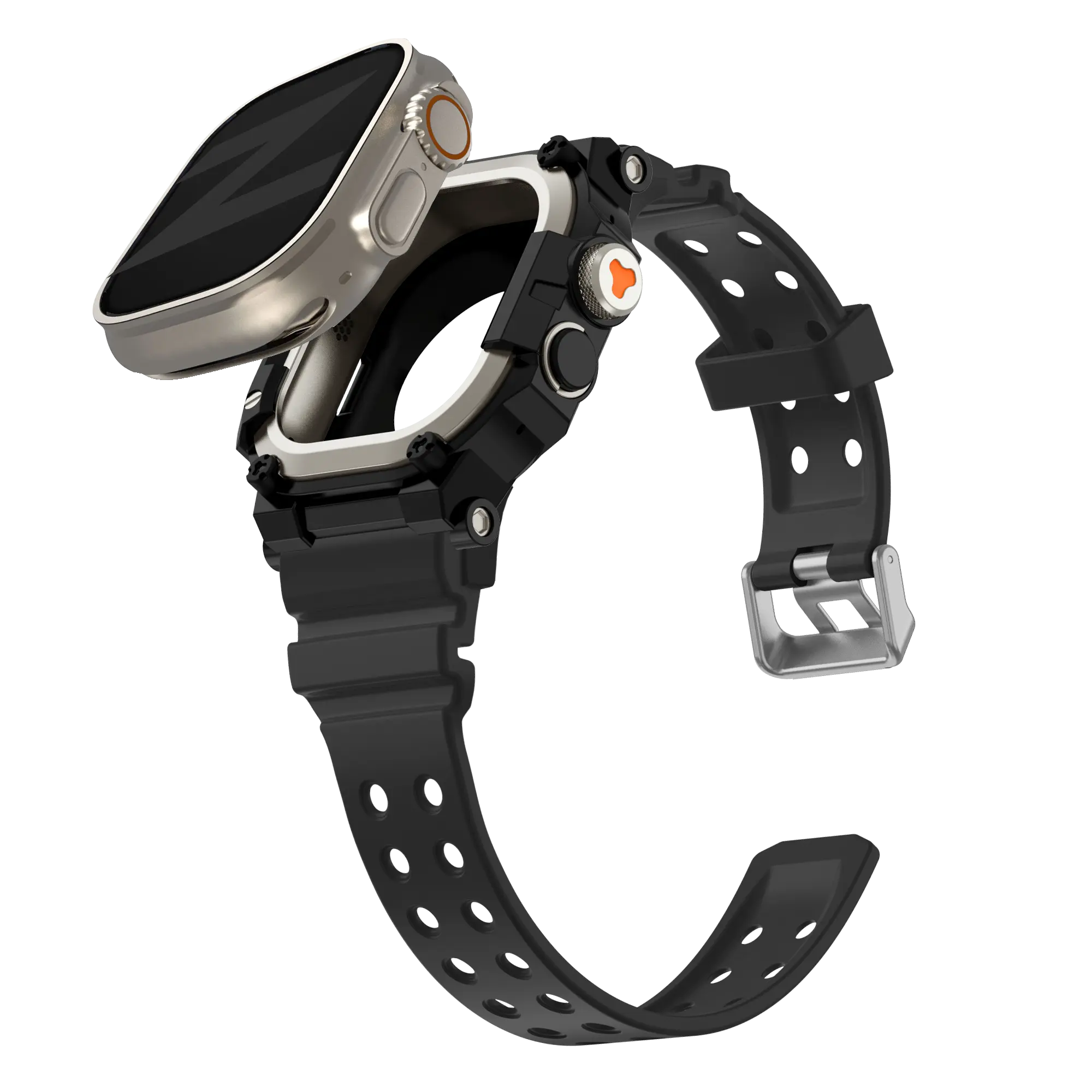 Bandz Bracelet TPU avec coque Apple Watch Ultra (noir avec titane)