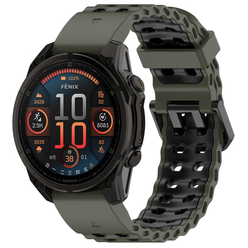 Bracelet sport ondulé Garmin Approach S70 - 47mm (vert/noir)
